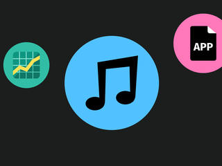 Illustration depicting a trend, a music app and a file with the label APP