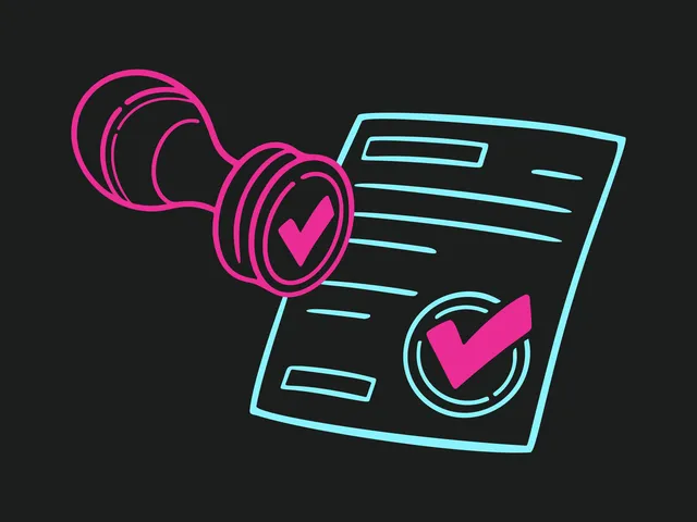 Illustration of a document and a seal of approval