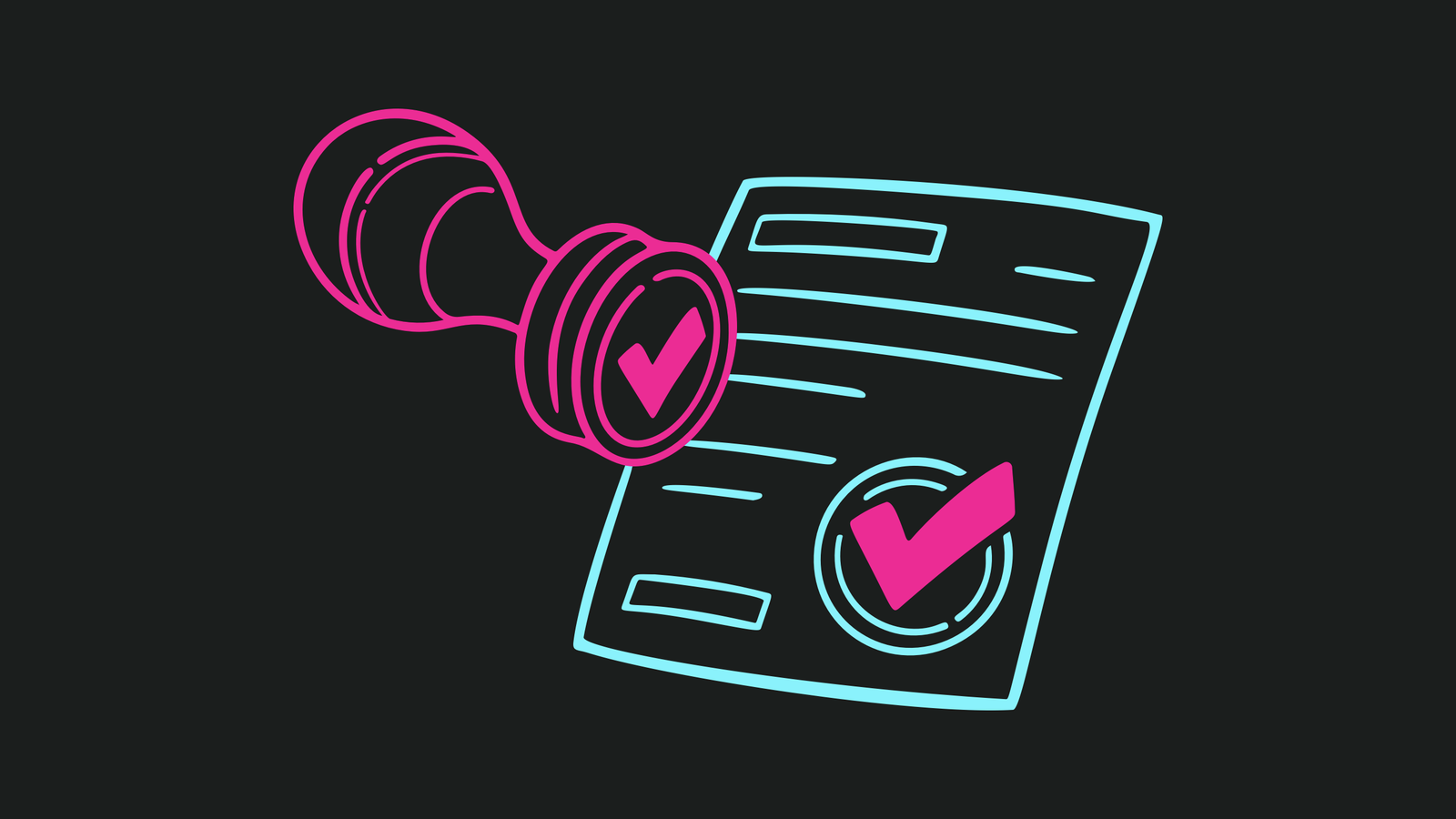 Illustration of a document and a seal of approval