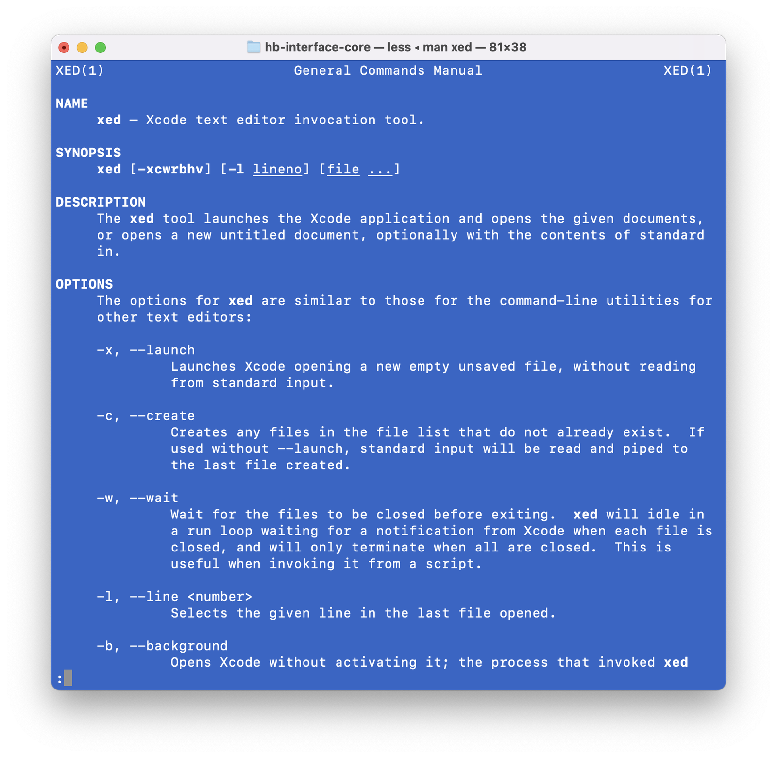 Xcode xed invokation